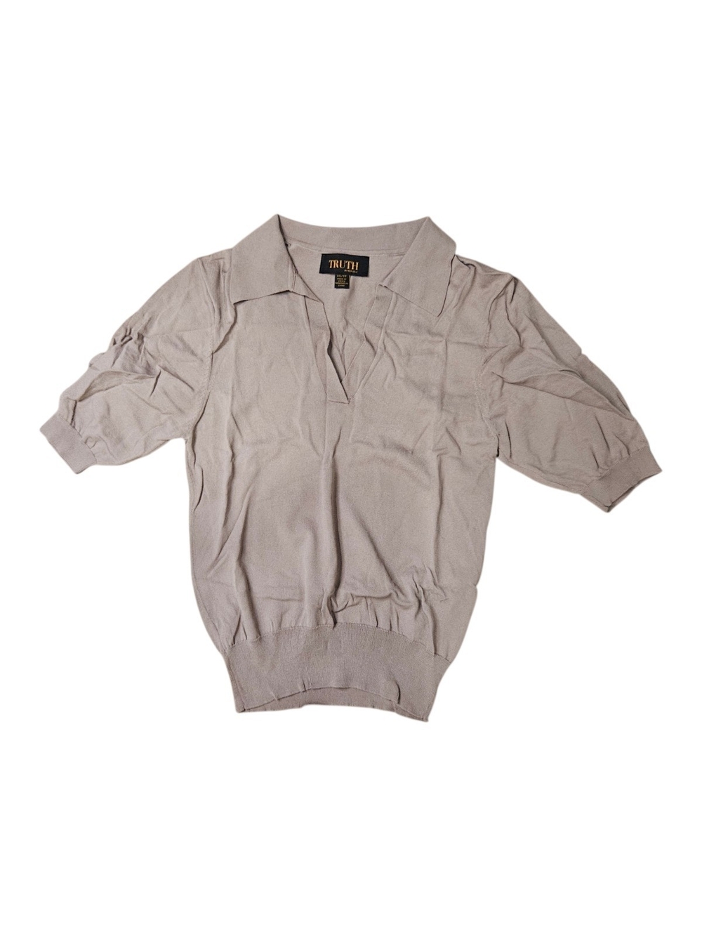 TRUTH Women's Short-Sleeve Collared Shirt in Light Taupe